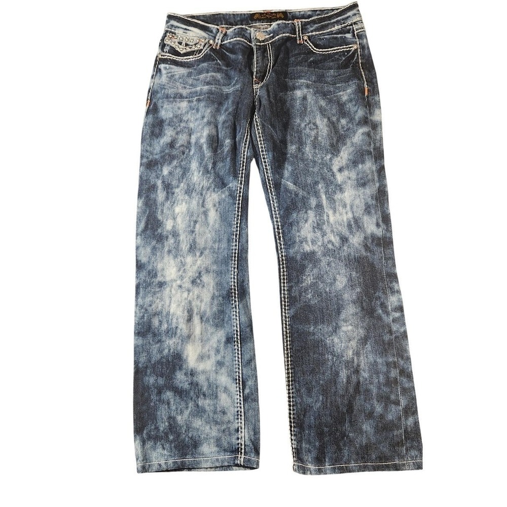 Vintage Y2K 2000 Virgin Only Jeans Womens 31 Blue Acid Wash Straight Distressed